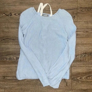 Marled xs blue top lace up
